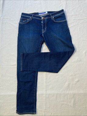 Jacob Cohen Nick Slim Fit Luxury Italian Blue Denim Jeans Hand Tailored Size 38